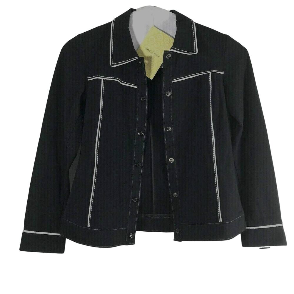 Dialogue Jacket Womens Small Black White Trim Lightweight NWT